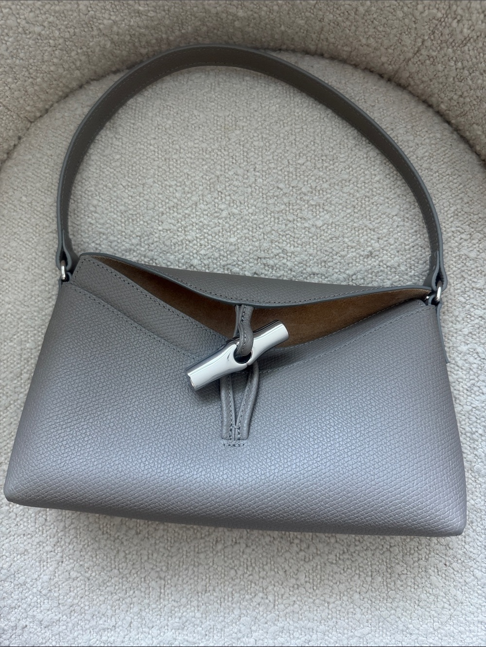 Gray Leather Shoulder Bag - Picture 6 of 6